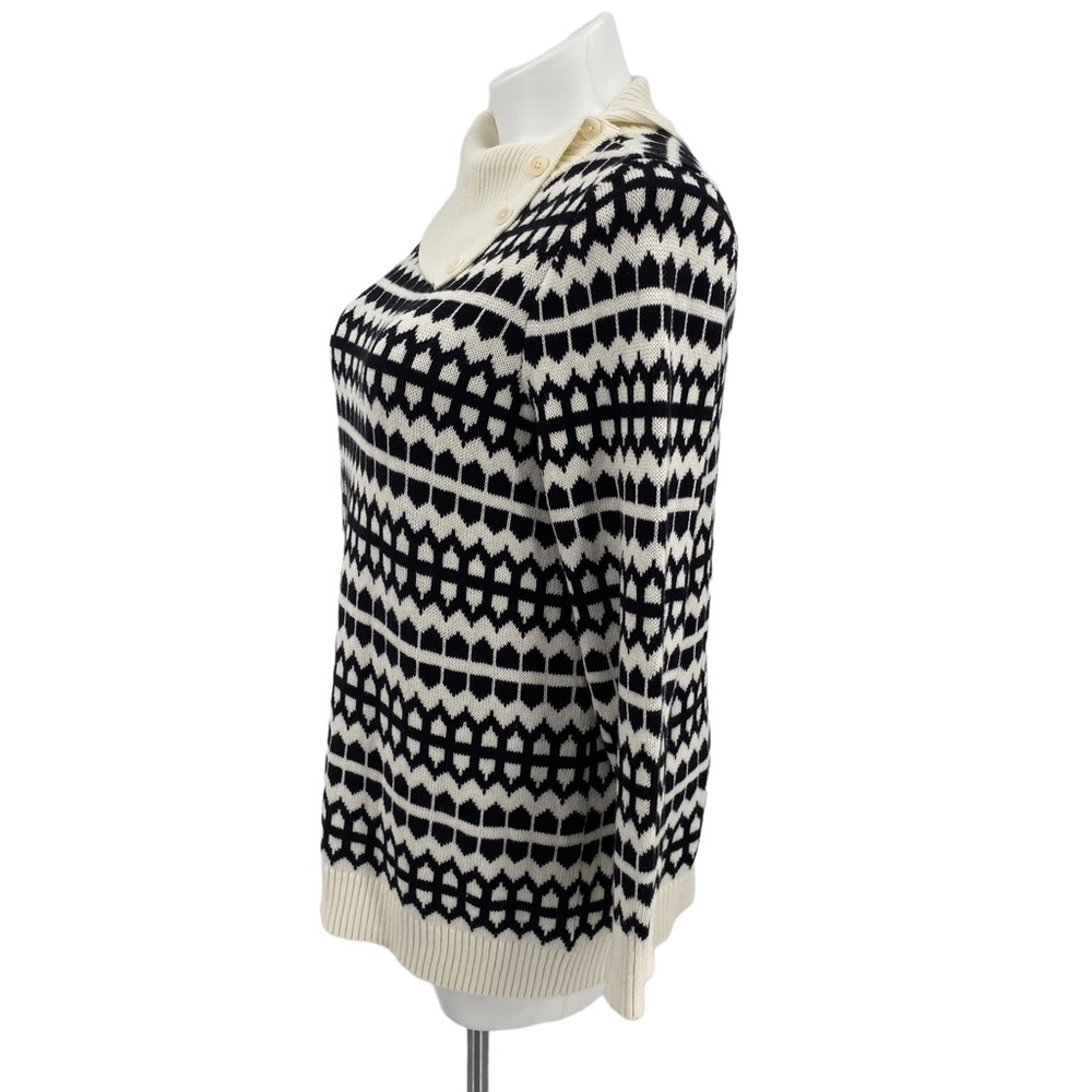 Talbots Black Cream Button Mock Turtleneck Sweater 1X - Picture 2 of 11